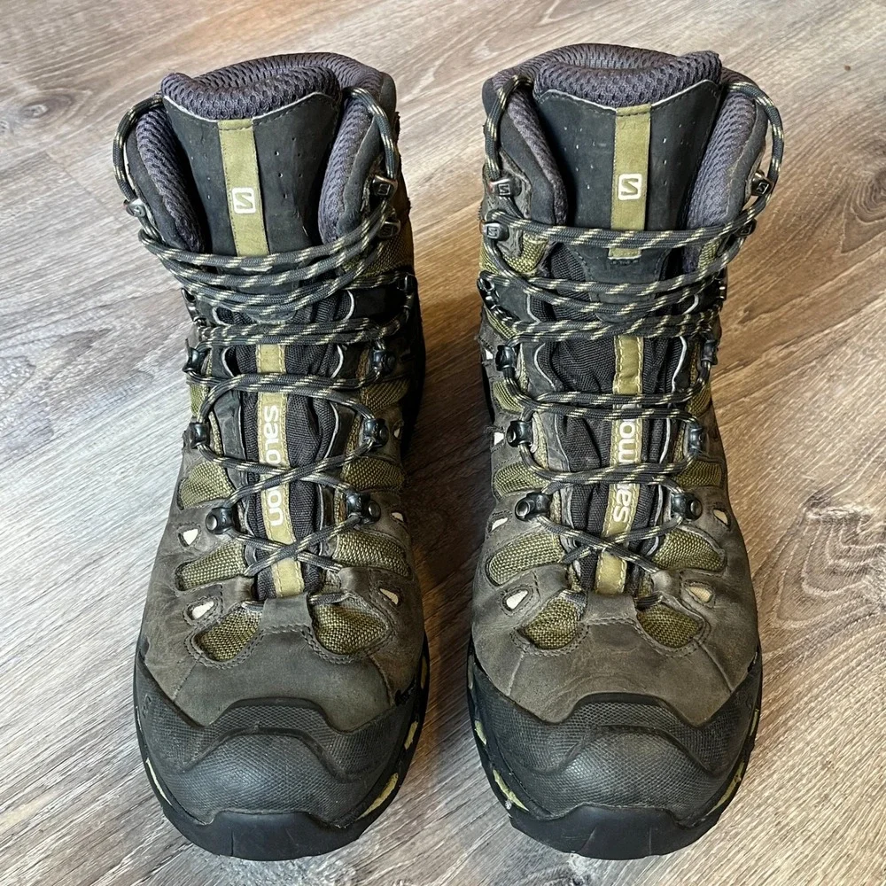 Salomon Quest 4D GTX Hiking Tactical Boots Mens 11.5 Olive Brown Gore-Tex 373259